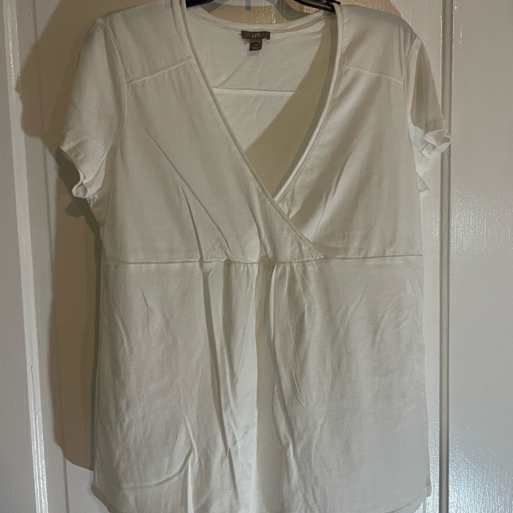 J. Jill Cream V-Neck Blouse